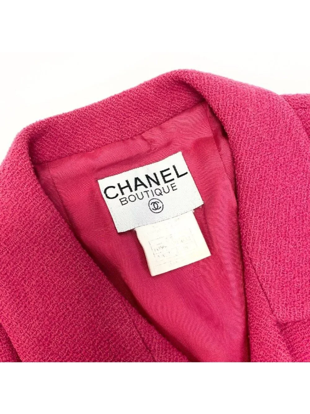 Chanel Tweed Jacket CC Logo Button 38 Pink
